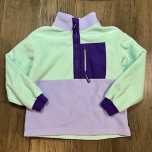 Kids Member's Mark Colorblock Half Zip Fleece Pullover Top Purple Size S 6 6X